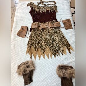 Leopard Print Cavewoman Costume with Accessories